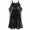 Plus Size  Suspender Contrast Color Chiffon Strap Dress