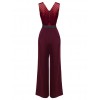 Wine Red  Polka Dot Belt Jumpsuit