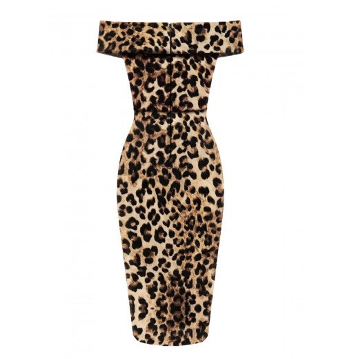  Off-shoulder Leopard Pencil Dress