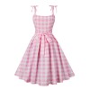 Plus Size Pink  Plaid Strap Dress