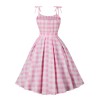 Plus Size Pink  Plaid Strap Dress