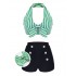 Green   Halter Stripes Bikini Set