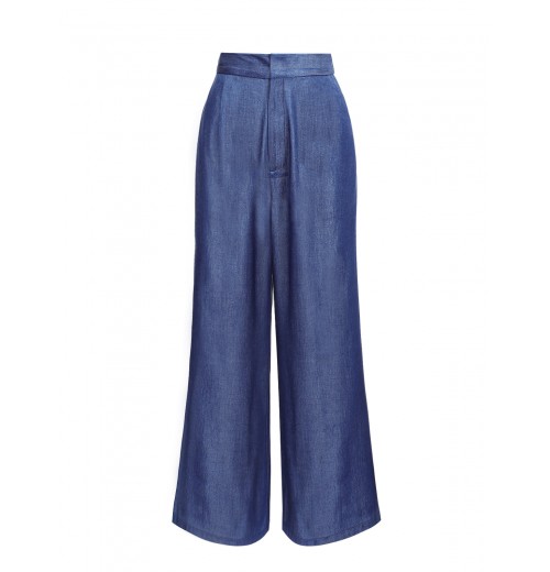 Blue  High Waist Wide Leg Pants