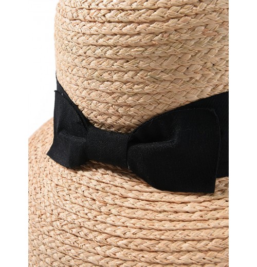  Black Bowknot Raffia Hat