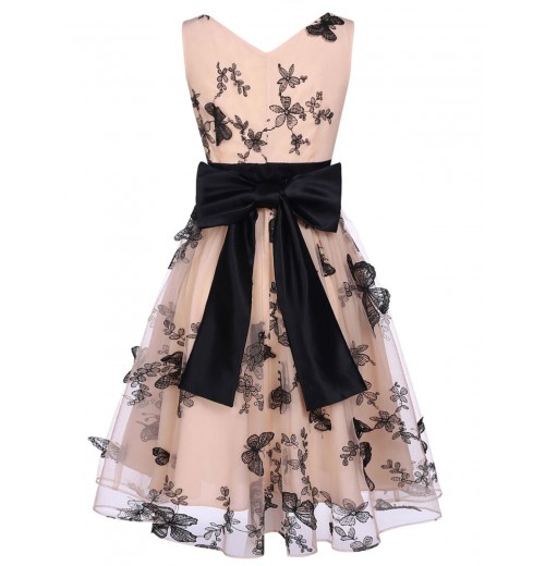 Nude  Lace Butterfly Swing Vintage Dress