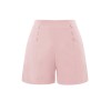 Pink  Button Solid Shorts