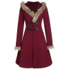  Solid Buckle Fur Trimmed Coat