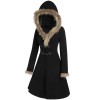  Solid Buckle Fur Trimmed Coat