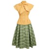 2PCS  Bow Plaid Blouse & Skirt