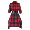 Pre-Sale Plus Size  3/4 Sleeve Plaid Belt Long Tops