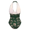 Green  Jaguar Vintage Halter One-piece Swimsuit