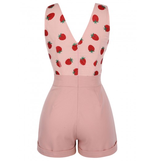 Strawberry Pink  Patchwork Lace Romper