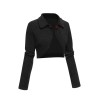 Black  Textured Knitted Crop Jacket