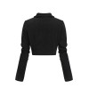 Black  Textured Knitted Crop Jacket