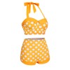 Yellow  Polka Dots Halter Bikini Set