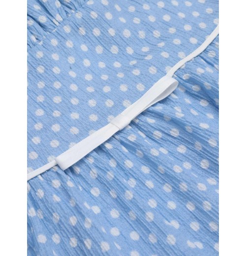 Sky Blue  Strap Polka Dot Swing Dress