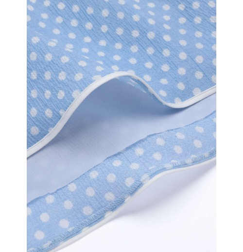 Sky Blue  Strap Polka Dot Swing Dress