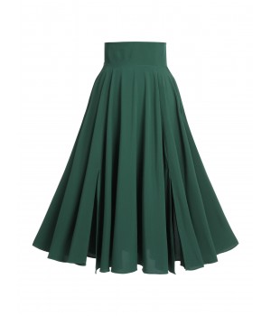 Green  Solid Vintage Skirt