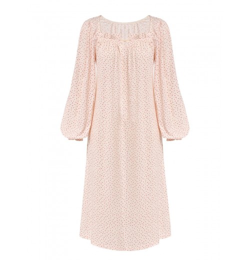 Pink  Puff Sleeves Knitted Nightgown