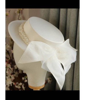 White  Pearl Bow Knot Hat