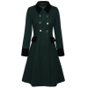 Dark Green  Solid Button Coat