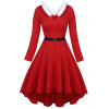 Pre-Sale Plus Size Red  Furry Solid Swing Dress