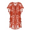 Red  Embroidery Hollow Wrap Cover-up