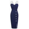 Dark Blue  Patchwork Pencil Dress