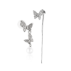 Butterfly Diamond Pearl Asymmetric Earrings