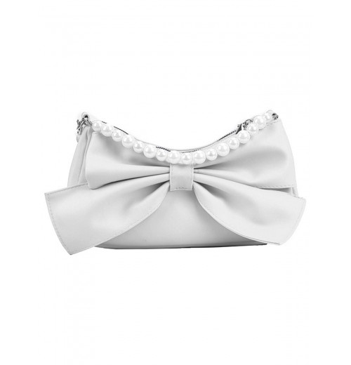  Bowknot Pearl Solid Underarm Bag