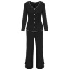 3PCS Black  Solid Pajamas