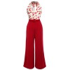 Red  Cherry Belted Halter Jumpsuit