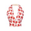 Red  Halter Strawberry Button Tops