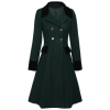 Dark Green  Solid Button Coat