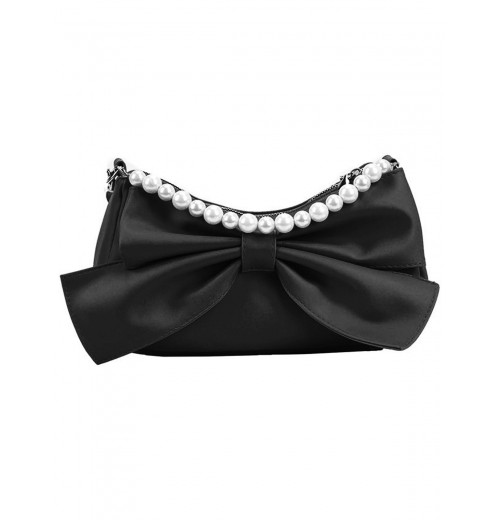  Bowknot Pearl Solid Underarm Bag