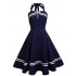  Halter Navy Swing Dress