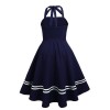  Halter Navy Swing Dress