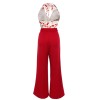 Red  Cherry Belted Halter Jumpsuit