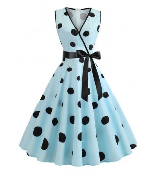  Bow Polka Dot Swing Dress