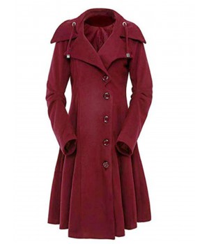 Wine Red  Solid Button Coat