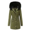  Solid Zipper Fur Trimmed Coat