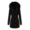  Solid Zipper Fur Trimmed Coat