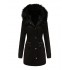  Solid Zipper Fur Trimmed Coat