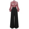 2PCS  Candy Tie-Up Blouse & Black Suspender Pants