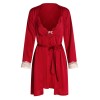 2PCS Red  Lace Patchwork Nightgown