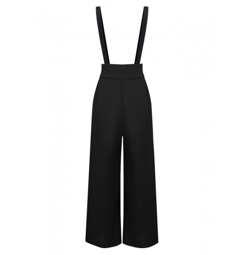 Black  Solid Suspender Pants