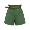 Dark Green  Solid Vintage Shorts