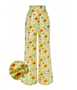 Yellow  Sunflower Jacquard Pants