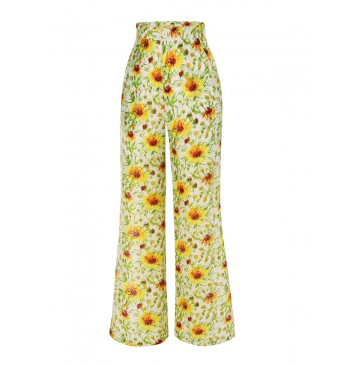 Yellow  Sunflower Jacquard Pants