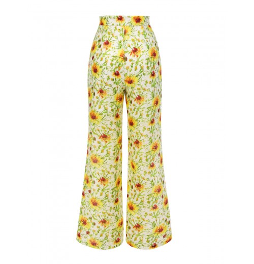 Yellow  Sunflower Jacquard Pants